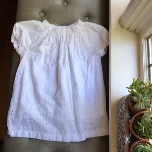 Girls Cotton White Eyelet smock blouse size 10
